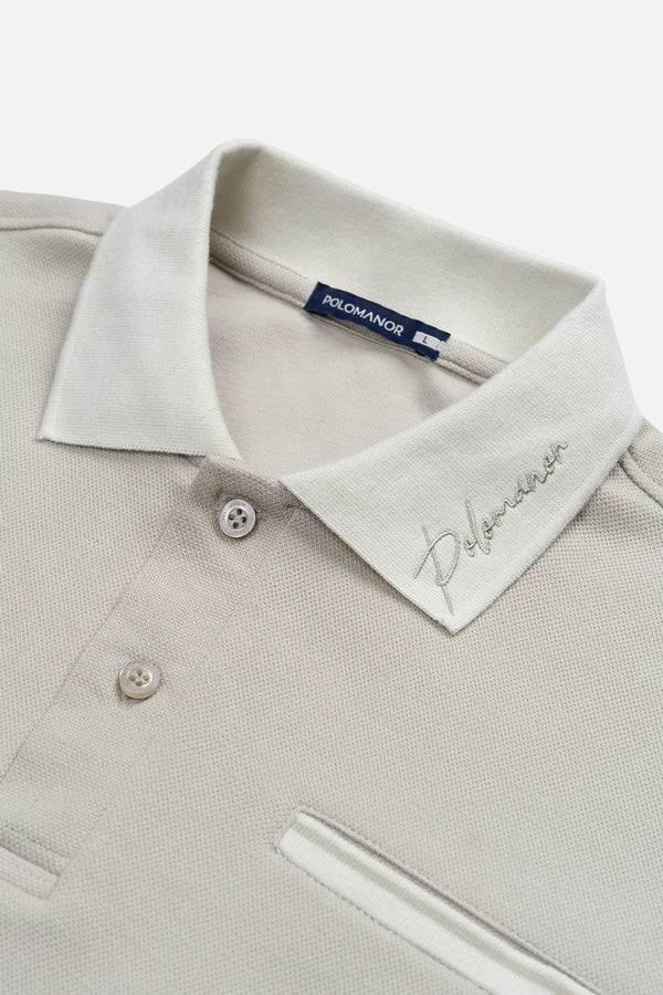 Áo Polo Nam Kane Polomanor Màu Be Cotton Interlock Regular Fit Chi Tiết Cổ Áo