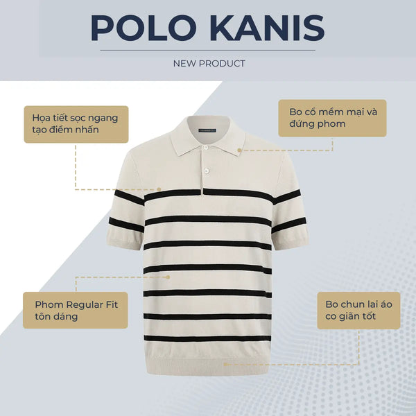 Áo Polo Nam Kanis Polomanor Màu Be Dệt Kim Regular Fit