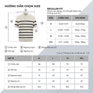 Chi Tiết Bảng Size Áo Polo Nam Kanis Polomanor Màu Be Dệt Kim Regular Fit
