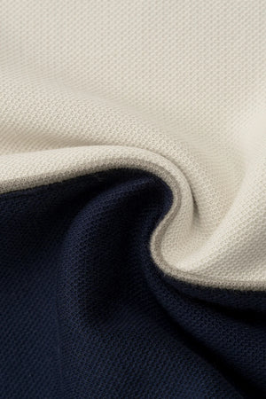 Áo Polo Nam Philip Polomanor Màu Kem Navy Cotton Interlock Regular Fit Chất Vải