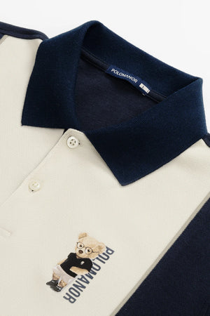 Áo Polo Nam Philip Polomanor Màu Kem Navy Cotton Interlock Regular Fit Chi tiết Cổ