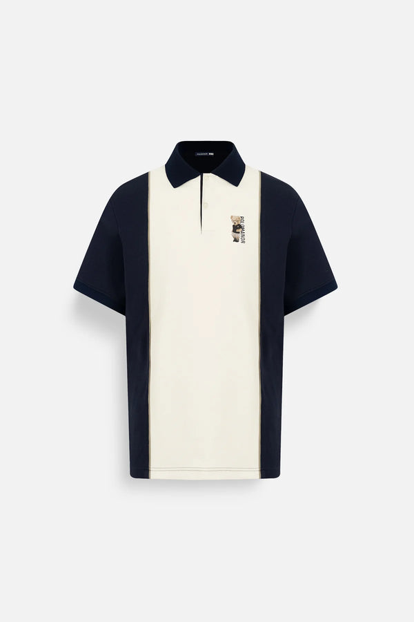 Áo Polo Nam Philip Polomanor Màu Kem Navy Cotton Interlock Regular Fit