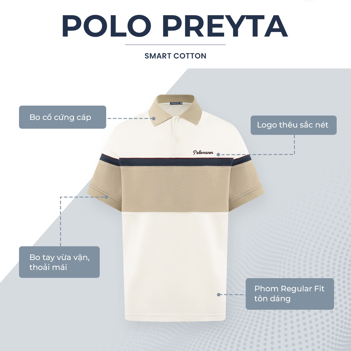 Áo polo nam PREYTA BST TẾT 2025, vải cá sấu cotton interlock cao cấp, phong cách thanh lịch từ Polomanor