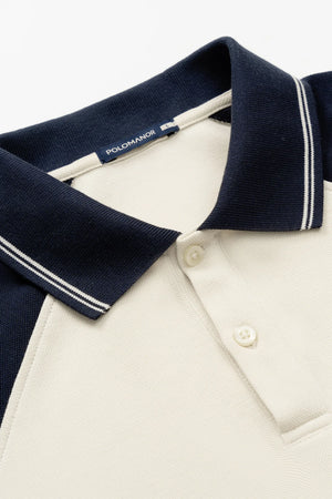 Áo Polo Nam Rum Polomanor Màu Kem Navy Cotton Interlock Regular Fit Chi Tiết Cổ