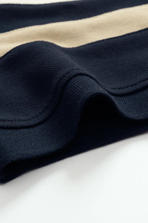 Áo Polo Nam Sani Polomanor Màu Kem Navy Cotton Interlock Regular Fit Chi Tiết Tay Áo