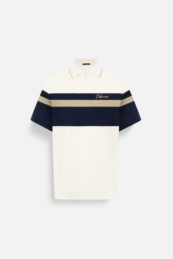 Áo Polo Nam Sani Polomanor Màu Kem Navy Cotton Interlock Regular Fit