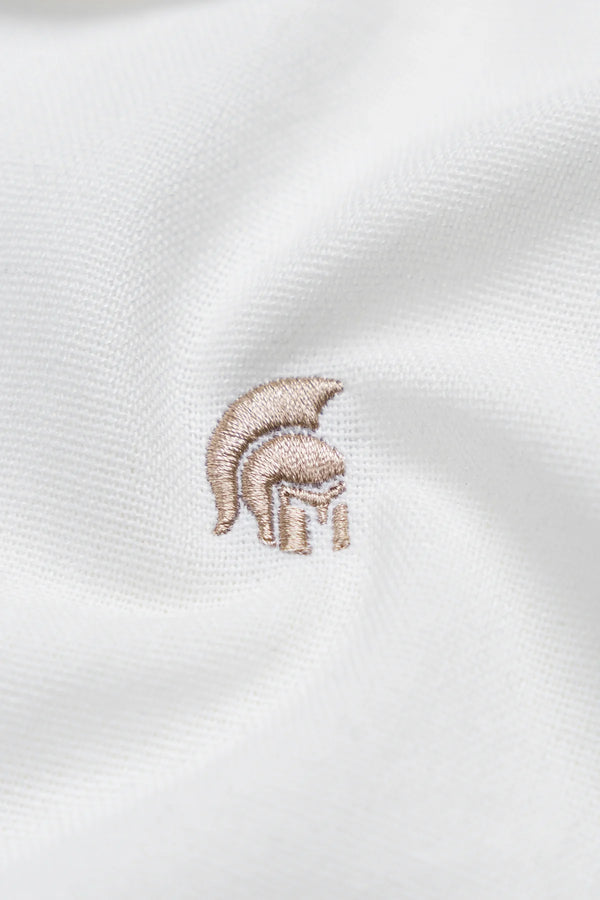Áo Sơ Mi Santo Polomanor Màu Trắng Linen Regular Fit Chi Tiết Logo