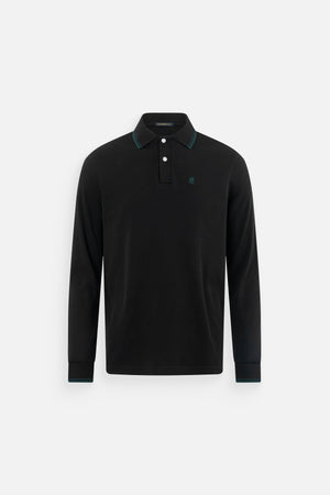 Áo Polo Dài Tay Basic Classic Polomanor Màu Đen Cotton Interlock Regular Fit