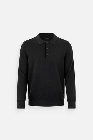 Áo Polo Dài Tay Lucian Dệt Kim Polomanor Màu Đen Dệt Kim Regular Fit