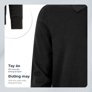 Chi Tiết Vai Áo Polo Dài Tay Lucian Dệt Kim Polomanor Dệt Kim Regular Fit