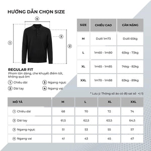 Chi Tiết Bảng Size Áo Polo Dài Tay Lucian Dệt Kim Polomanor Dệt Kim Regular Fit