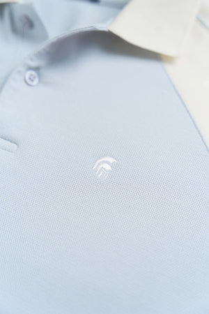 Chi Tiết Cổ Áo Polo Vetra Polomanor Màu Xám Xanh Cotton Interlock Regular Fit