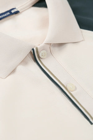 Chi Tiết Cổ Áo Polo Wind Polomanor Màu Be Phối Xanh Lá Cotton Cvc Diamond Regular Fit