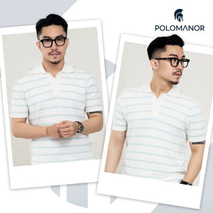 Áo Polo Nam Woolen Polomanor Màu Xanh Dệt Kim Regular Fit