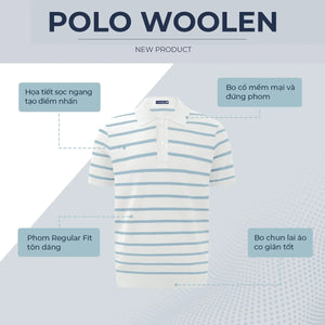 Áo Polo Nam Woolen Polomanor Màu Xanh Dệt Kim Regular Fit