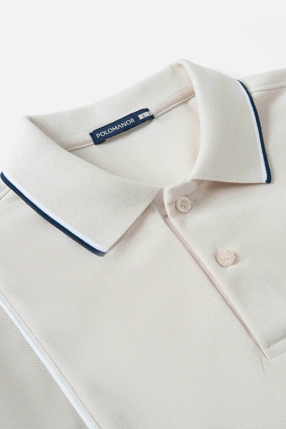 Chi Tiết Cổ Áo Polo Sane Polomanor Màu Be Cotton Cvc Diamond Regular Fit