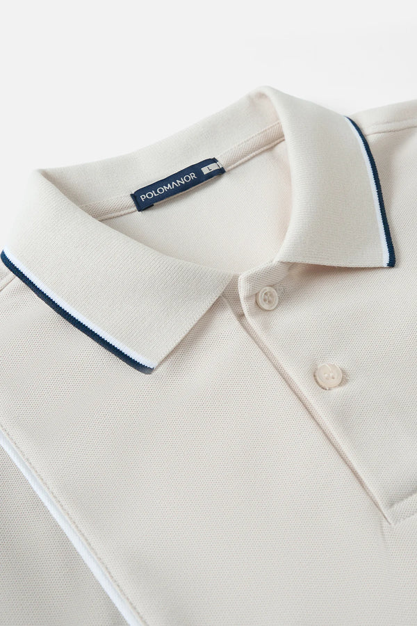 Chi Tiết Cổ Áo Polo Sane Polomanor Màu Be Cotton Cvc Diamond Regular Fit
