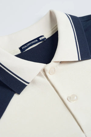 Chi Tiết Cổ Áo Polo Will Polomanor Màu Be Phối Navy Cotton Cvc Diamond Regular Fit