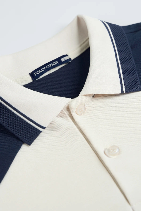 Chi Tiết Cổ Áo Polo Will Polomanor Màu Be Phối Navy Cotton Cvc Diamond Regular Fit