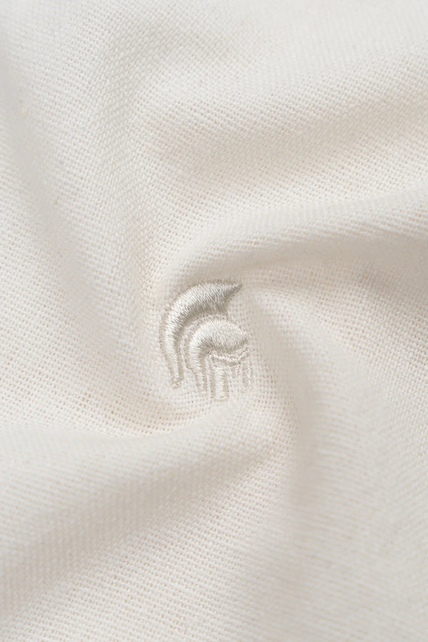 Áo Sơ Mi Dài Tay Justin Polomanor Màu Kem Linen Regular Fit Chi Tiết Logo