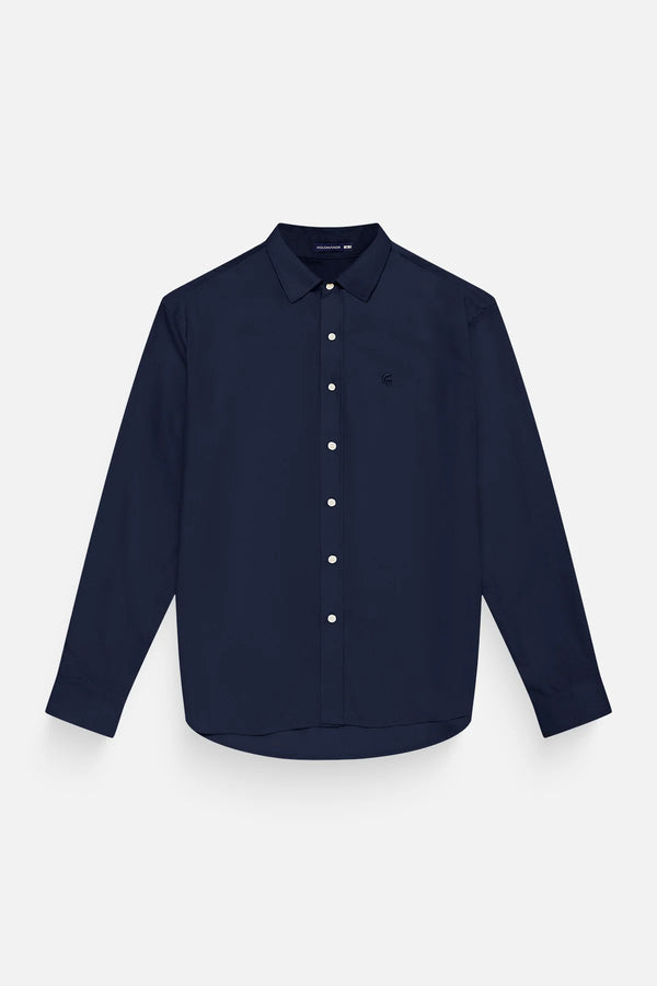 Áo Sơ Mi Dài Tay Justin Polomanor Màu Navy Linen Regular Fit