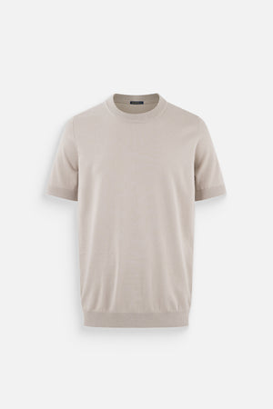 Áo Thun Nam Vải Knit Jersey Polomanor Màu Be Vải Dệt Kim Regular Fit