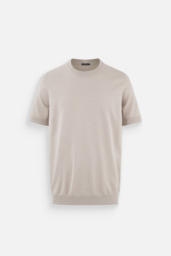Áo Thun Nam Vải Knit Jersey Polomanor Màu Be Vải Dệt Kim Regular Fit