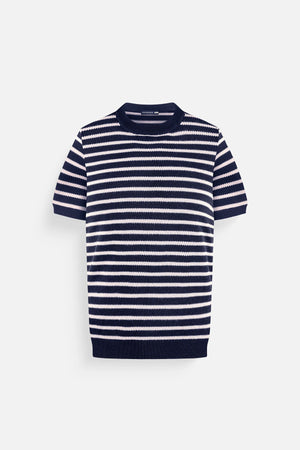 Áo Thun Nam Horiz Shirt Polomanor Màu Navy Vải Dệt Kim Regular Fit