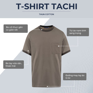 Chi Tiết Cổ Áo Thun Tachi Polomanor Màu Nâu Thun Cvc Regular Fit