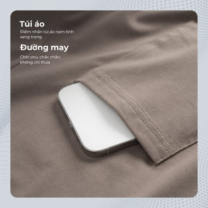 Chi Tiết Túi Áo Thun Tachi Polomanor Màu Nâu Thun Cvc Regular Fit