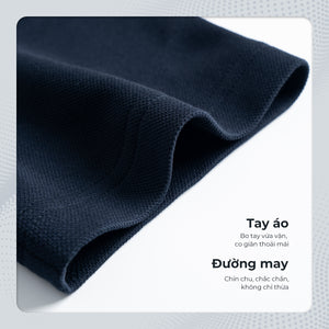 Chi Tiết Tay Áo Thun Nam Codin Polomanor Màu Navy Thun Cvc Regular Fit