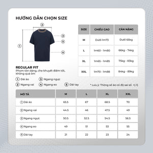 Chi Tiết Bảng Size Áo Thun Nam Codin Polomanor Màu Navy Thun Cvc Regular Fit