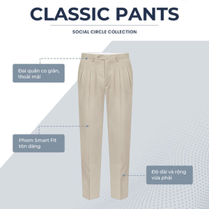 Quần Dài Nam Classic Pants Polomanor Màu Be Khaki Tây Regular Fit