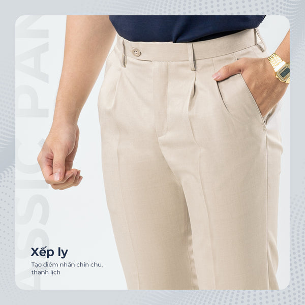 Chi Tiết Túi Quần Dài Nam Classic Pants Polomanor Màu Be Khaki Tây Regular Fit