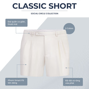 Quần Shorts Nam Classic Tây Polomanor Màu Trắng Khaki Tây Regular Fit