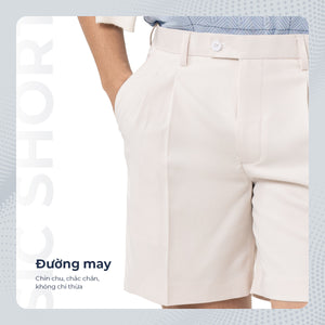 Quần Shorts Nam Classic Tây Polomanor Màu Trắng Khaki Tây Regular Fit