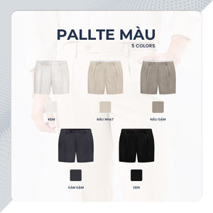Quần Shorts Nam Classic Tây Polomanor Màu Trắng Khaki Tây Regular Fit