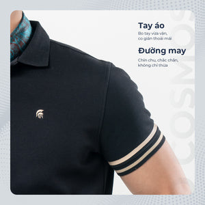 Chi Tiết Tay Áo Polo Nam Cosmos Polomanor Cotton Interlock Regular Fit