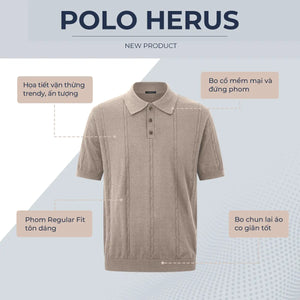 Áo Polo Nam Herus Polomanor Màu Be Dệt Kim Regular Fit