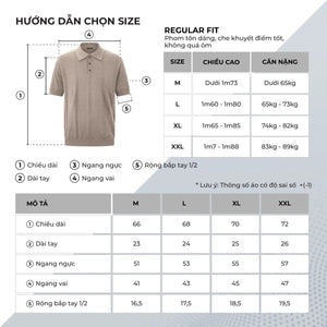 Chi Tiết Bảng Size Áo Polo Nam Herus Polomanor Dệt Kim Regular Fit