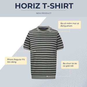 Áo Thun Nam Horiz Shirt Polomanor Màu Rêu Vải Dệt Kim Regular Fit