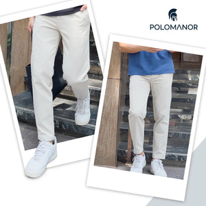 Quần Dài Nam Kaki Sd Gân Polomanor Màu Nâu Kaki Gân Hàn Quốc Regular Fit