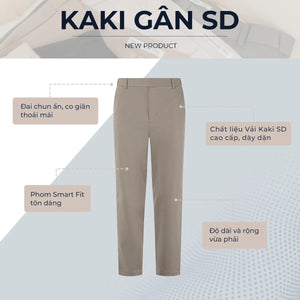 Quần Dài Nam Kaki Sd Gân Polomanor Màu Nâu Kaki Gân Hàn Quốc Regular Fit