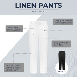 Quần Dài  Linen Polomanor Màu Trắng Vải Linen Regular Fit