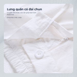Quần Dài  Linen Polomanor Màu Trắng Vải Linen Regular Fit