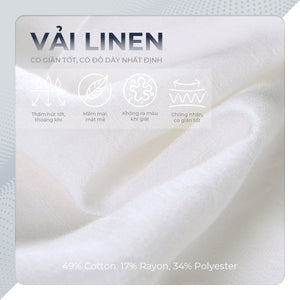 Chi Tiết Chất Vải Quần Dài  Linen Polomanor Màu Trắng Vải Linen Regular Fit