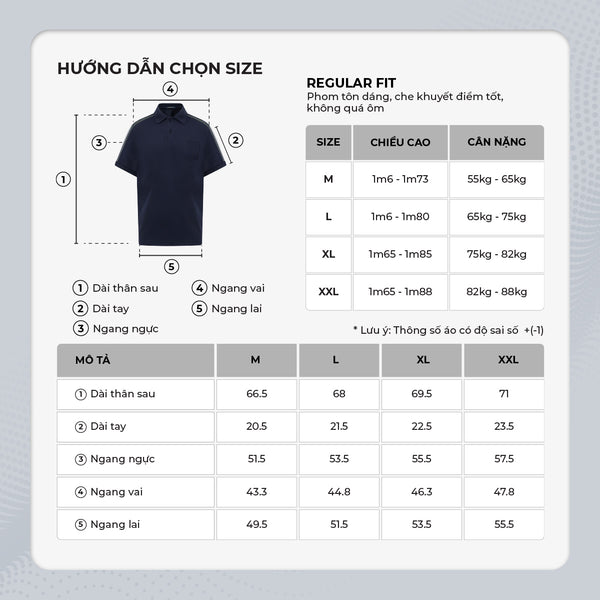 Chi Tiết Bảng Size Áo Polo Nam Marvic Polomanor Cotton Interlock Regular Fit