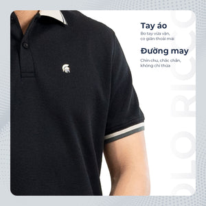 Chi Tiết Tay Áo Polo Nam Ricco Polomanor Cotton Interlock Regular Fit