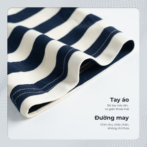 Chi Tiết Tay Áo Thun Nam Toby Polomanor Màu Navy Thun Cvc Regular Fit