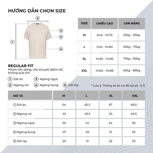 Chi Tiết Bảng Size Áo Thun Nam T-Shirt Basic Polomanor Màu Be Thun Cvc Regular Fit